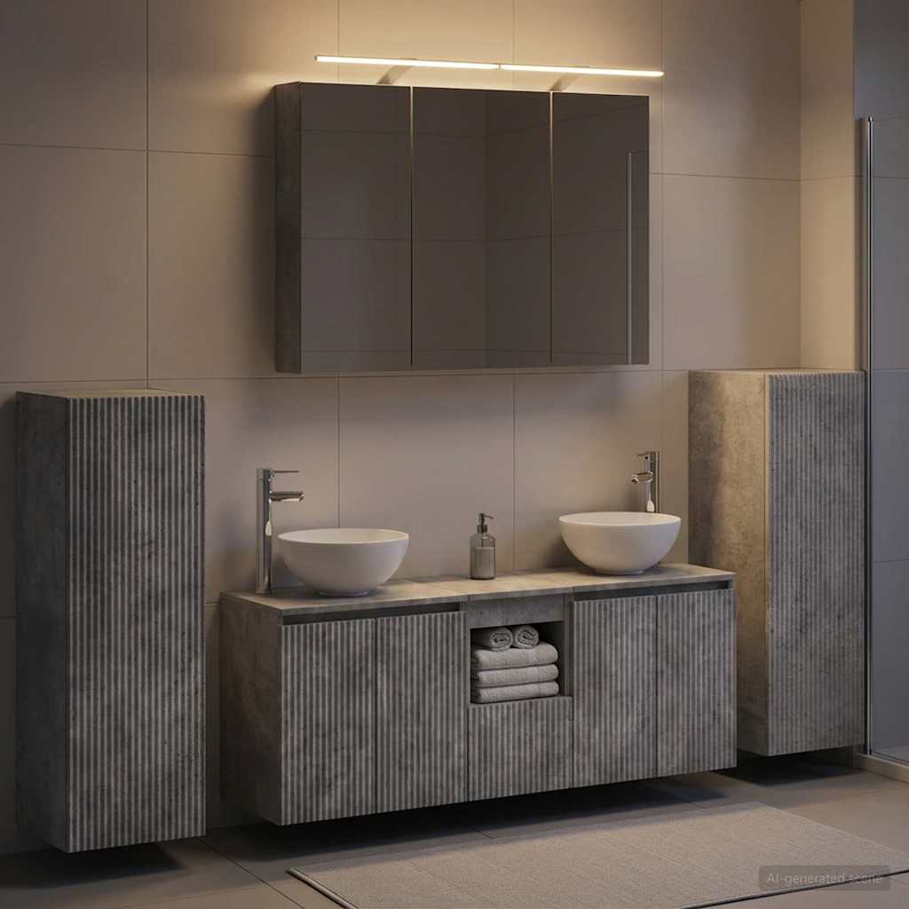 Bathroom Furniture Set 6 pcs 100 x 14.5 x 70 cm Concrete grey
