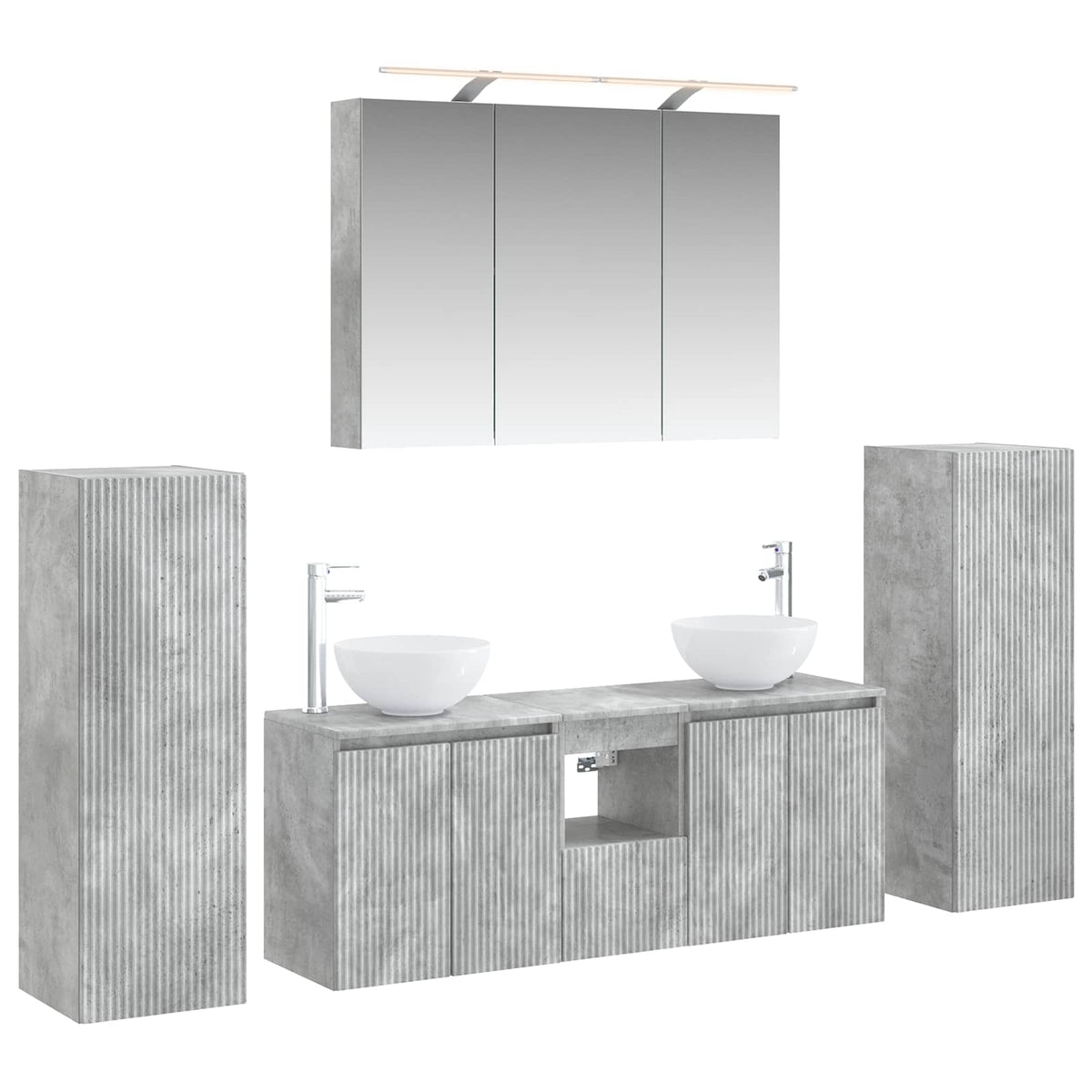 Bathroom Furniture Set 6 pcs 100 x 14.5 x 70 cm Concrete grey