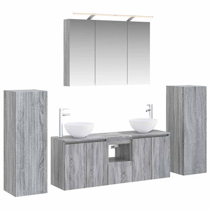 vidaXL Bathroom Furniture Set 6 pcs Grey Sonoma 2