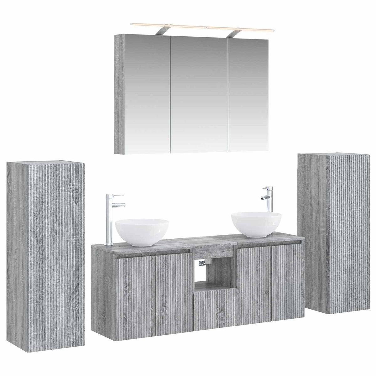 Bathroom Furniture Set 6 pcs 100 x 14.5 x 70 cm Grey sonoma