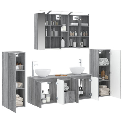 vidaXL Bathroom Furniture Set 6 pcs Grey Sonoma 3
