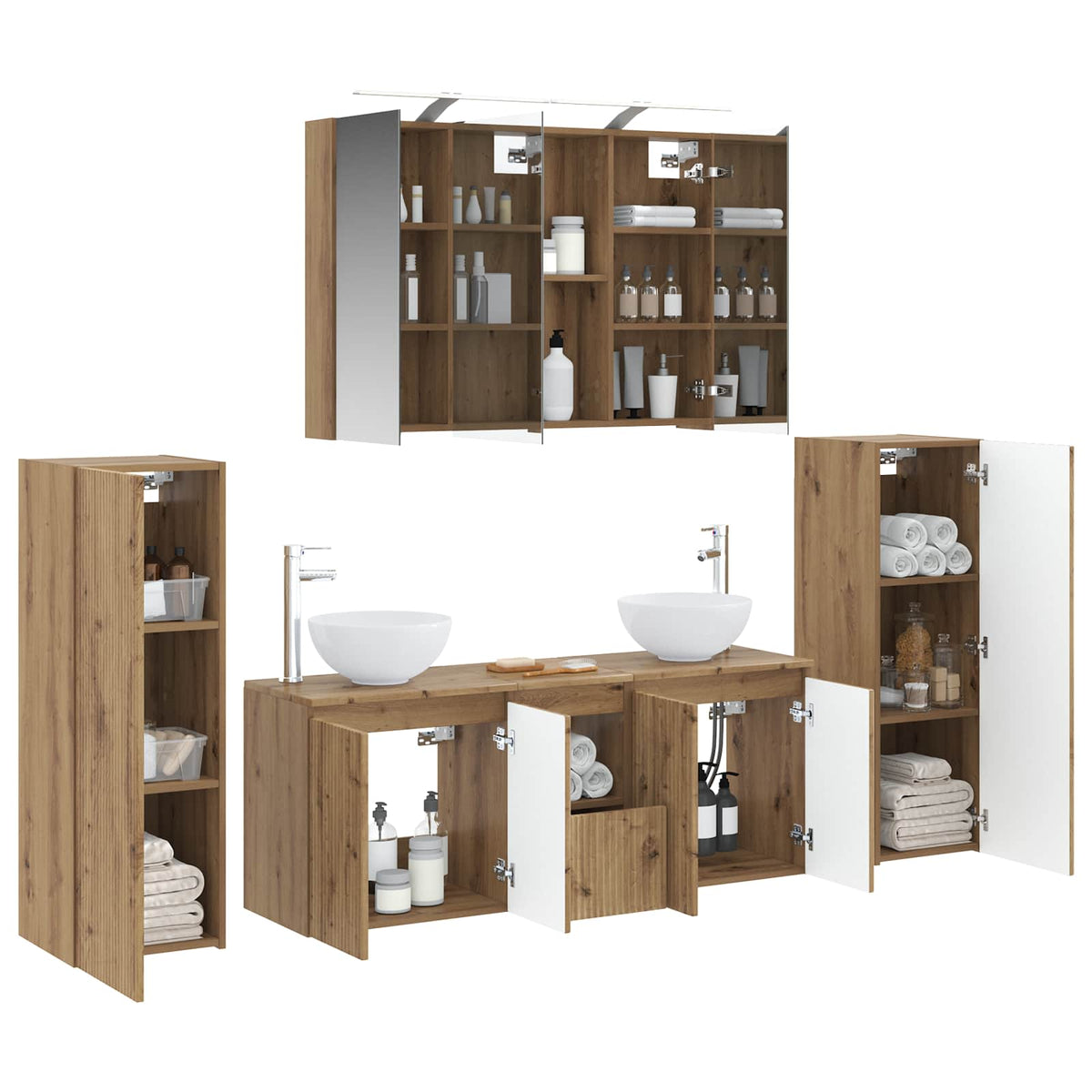 vidaXL Bathroom Furniture Set 6 pcs Artisan Oak 3