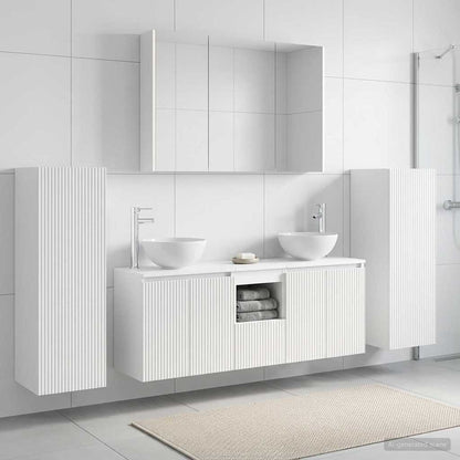 vidaXL Bathroom Furniture Set 6 pcs White Engineered Wood and Glass 1
