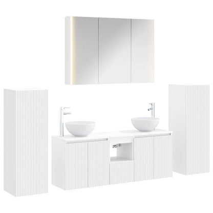 vidaXL Bathroom Furniture Set 6 pcs White Engineered Wood and Glass 2