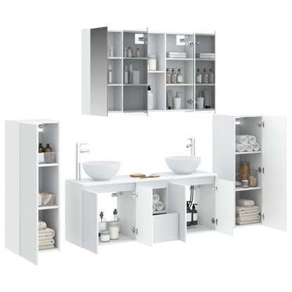 vidaXL Bathroom Furniture Set 6 pcs White Engineered Wood and Glass 3
