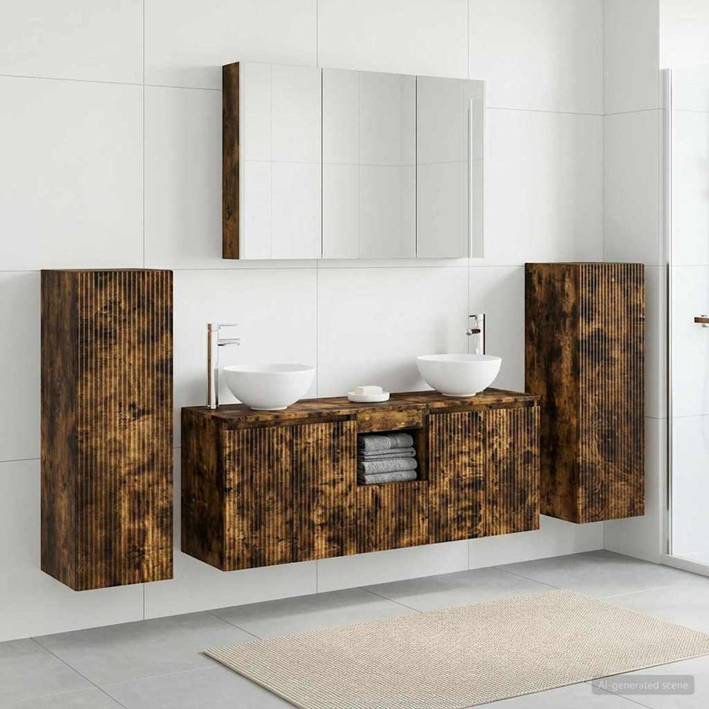 vidaXL Bathroom Furniture Set 6 pcs Smoked Oak