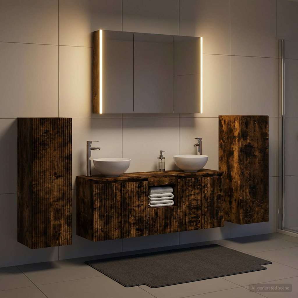 vidaXL Bathroom Furniture Set 6 pcs Smoked Oak 4
