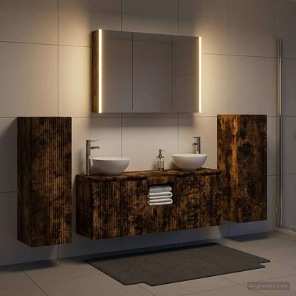 vidaXL Bathroom Furniture Set 6 pcs Smoked Oak 4