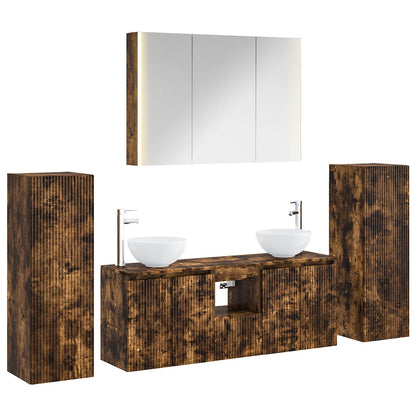 vidaXL Bathroom Furniture Set 6 pcs Smoked Oak 2
