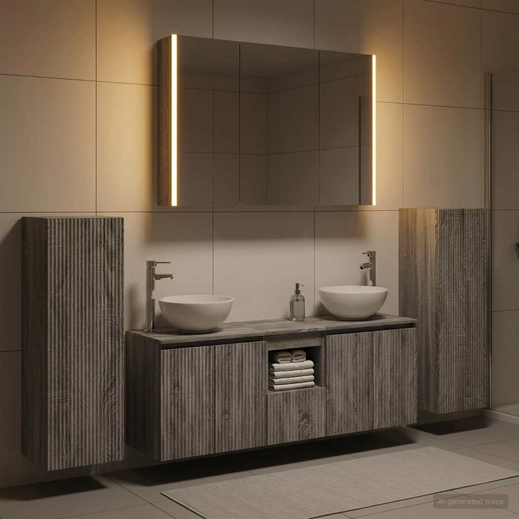 vidaXL Bathroom Furniture Set 6 pcs Grey Sonoma 4