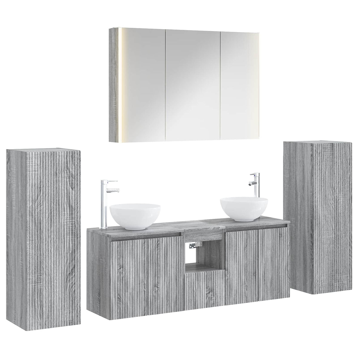 vidaXL Bathroom Furniture Set 6 pcs Grey Sonoma 2