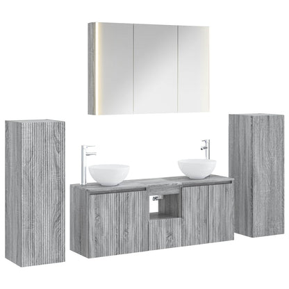 vidaXL Bathroom Furniture Set 6 pcs Grey Sonoma 2