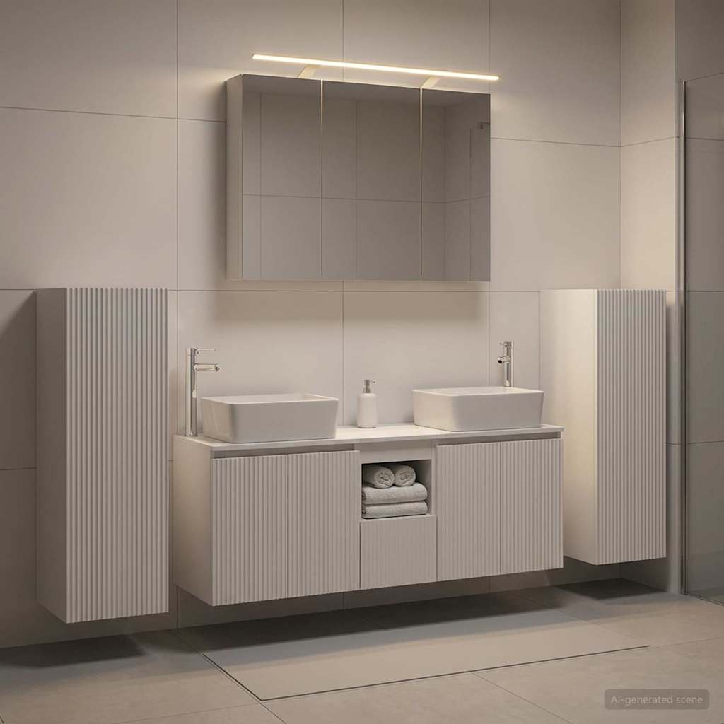 vidaXL Bathroom Furniture Set 6 pcs White Engineered Wood and Glass 4