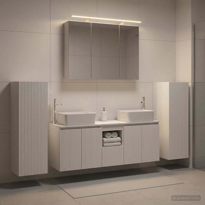 vidaXL Bathroom Furniture Set 6 pcs White Engineered Wood and Glass 4