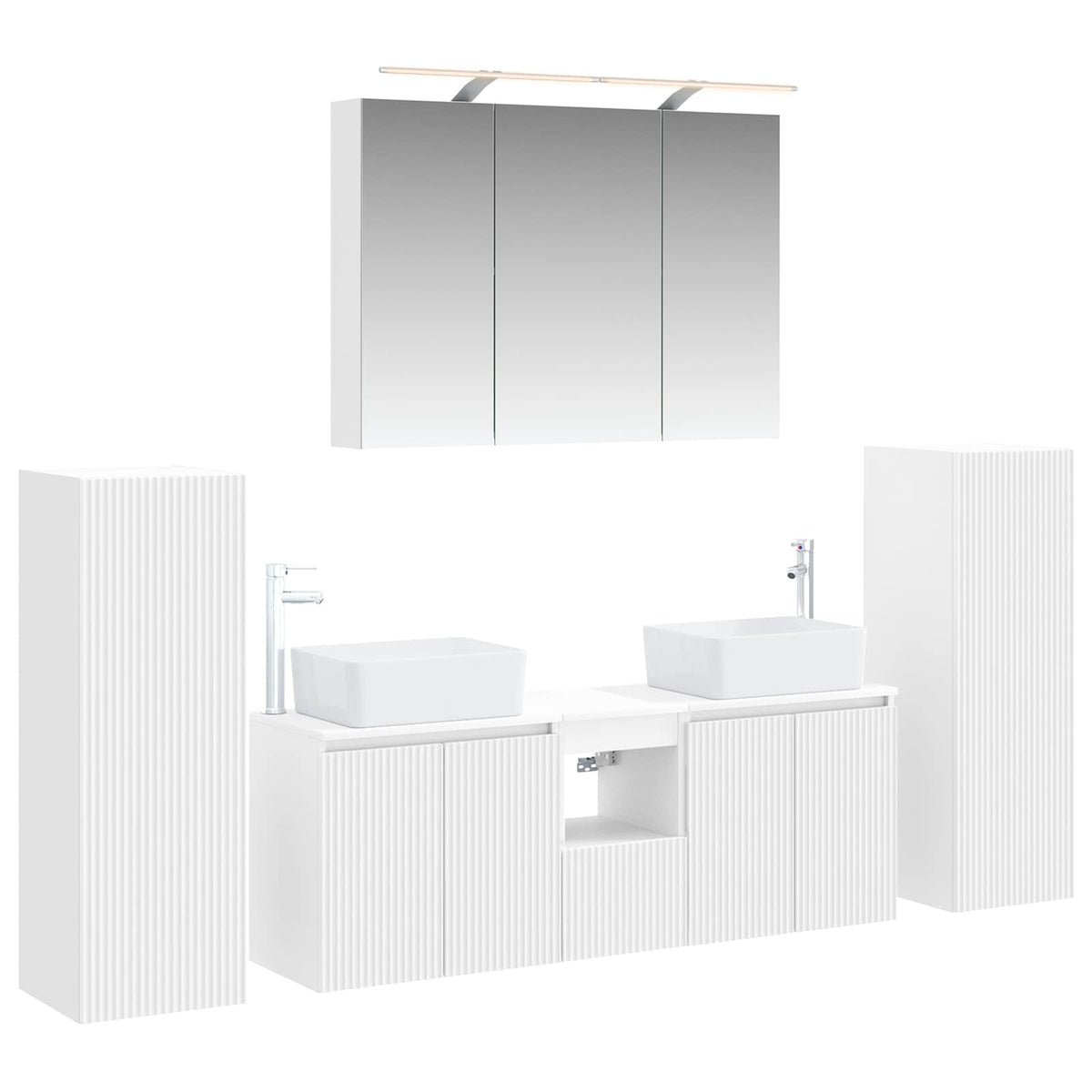 vidaXL Bathroom Furniture Set 6 pcs White Engineered Wood and Glass 2