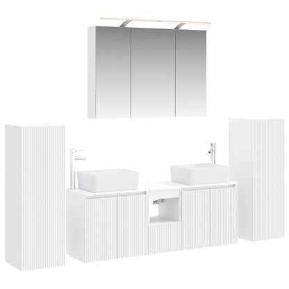 vidaXL Bathroom Furniture Set 6 pcs White Engineered Wood and Glass 2