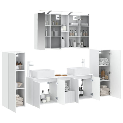 vidaXL Bathroom Furniture Set 6 pcs White Engineered Wood and Glass 3