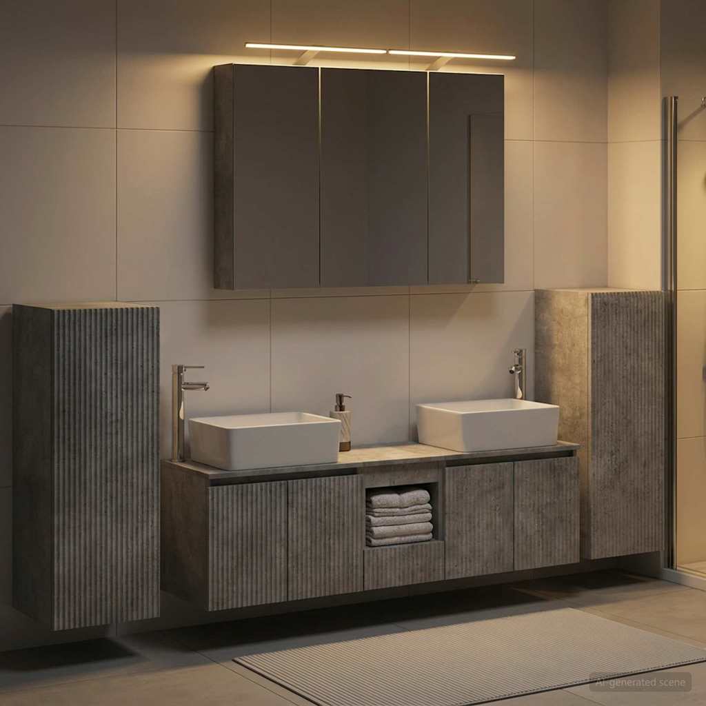 vidaXL Bathroom Furniture Set 6 pcs Concrete Grey 4