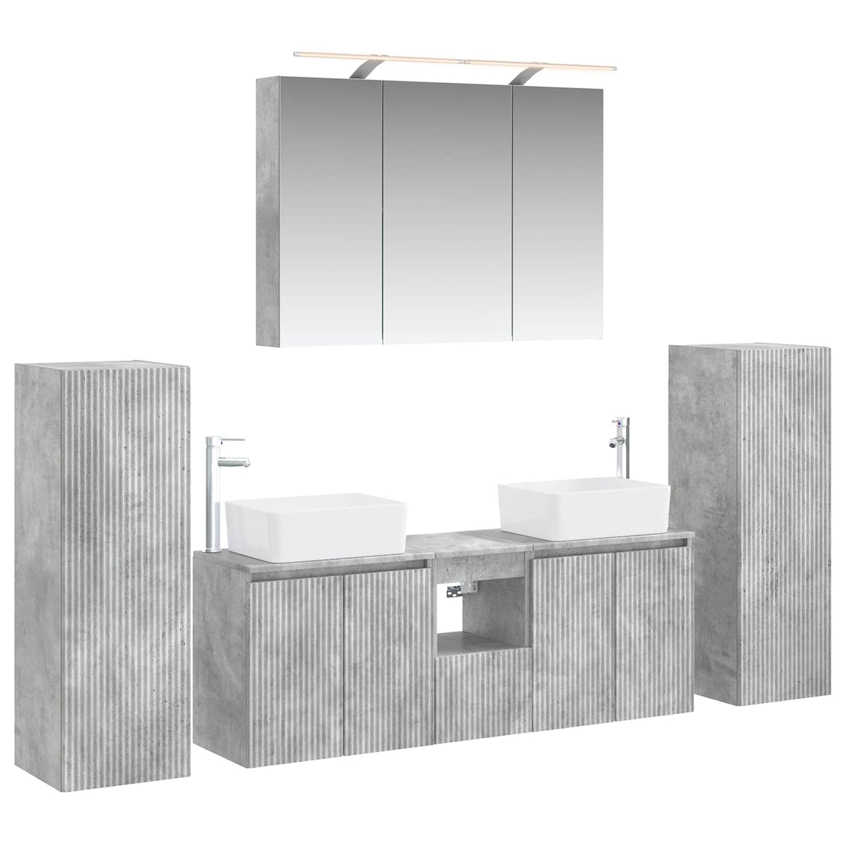 vidaXL Bathroom Furniture Set 6 pcs Concrete Grey 2