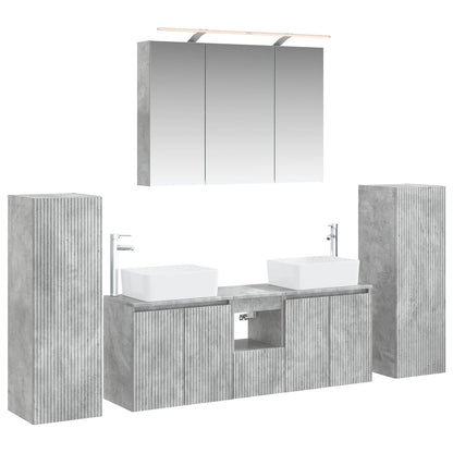 vidaXL Bathroom Furniture Set 6 pcs Concrete Grey 2