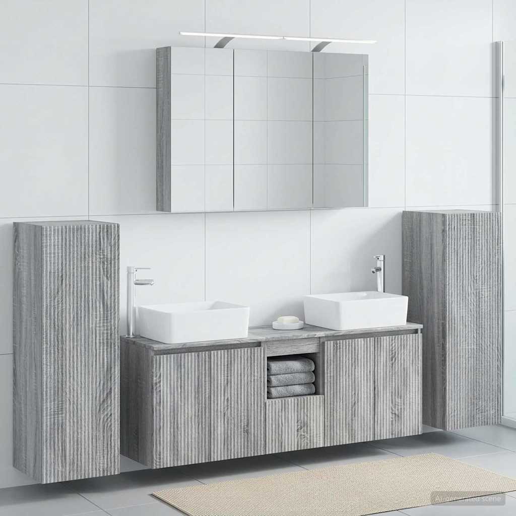 vidaXL Bathroom Furniture Set 6 pcs Grey Sonoma 1