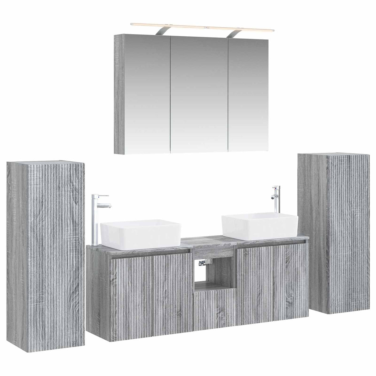 vidaXL Bathroom Furniture Set 6 pcs Grey Sonoma 2