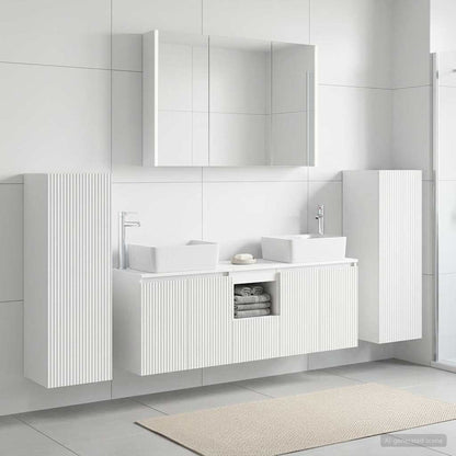 vidaXL Bathroom Furniture Set 6 pcs White Engineered Wood and Glass 1