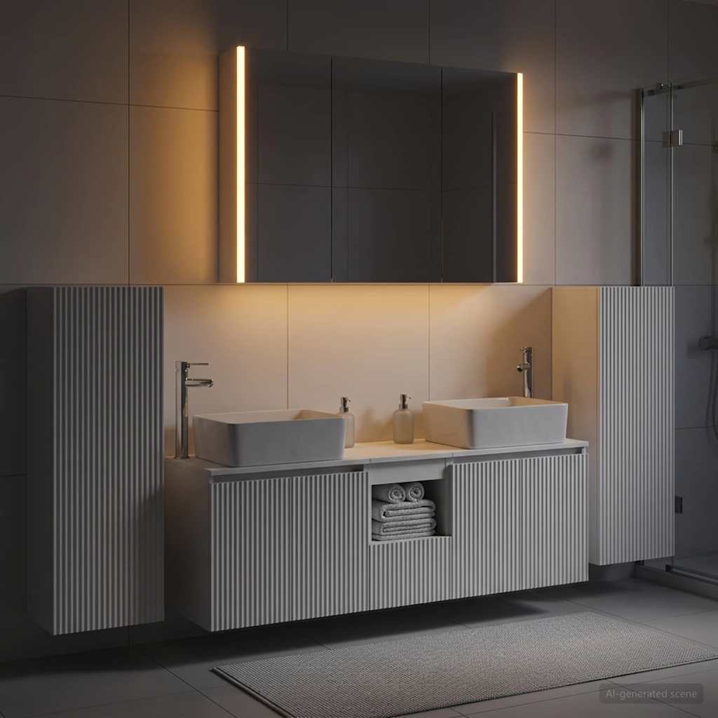 vidaXL Bathroom Furniture Set 6 pcs White Engineered Wood and Glass 4