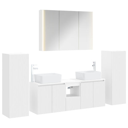 vidaXL Bathroom Furniture Set 6 pcs White Engineered Wood and Glass 2