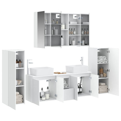 vidaXL Bathroom Furniture Set 6 pcs White Engineered Wood and Glass 3