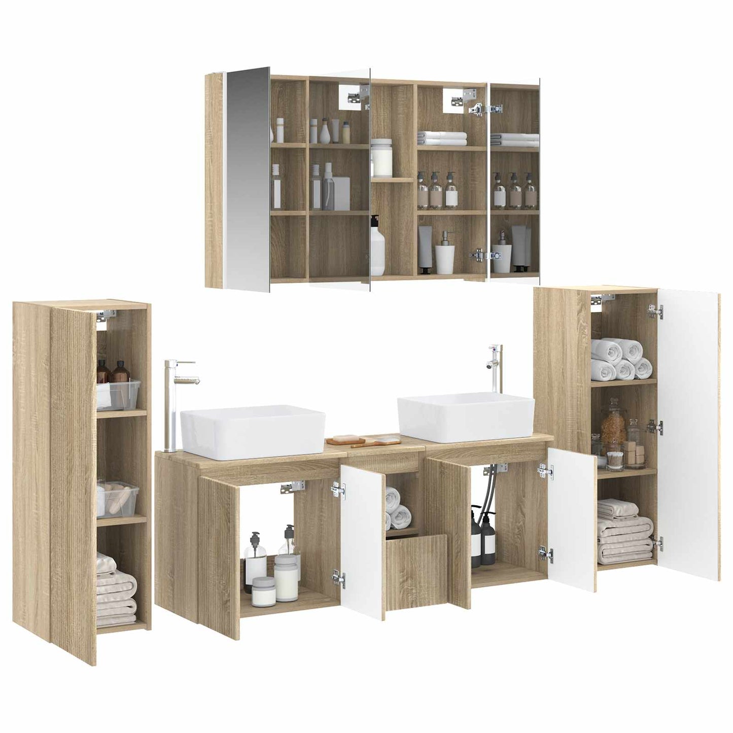 vidaXL Bathroom Furniture Set 6 pcs Sonoma Oak 3
