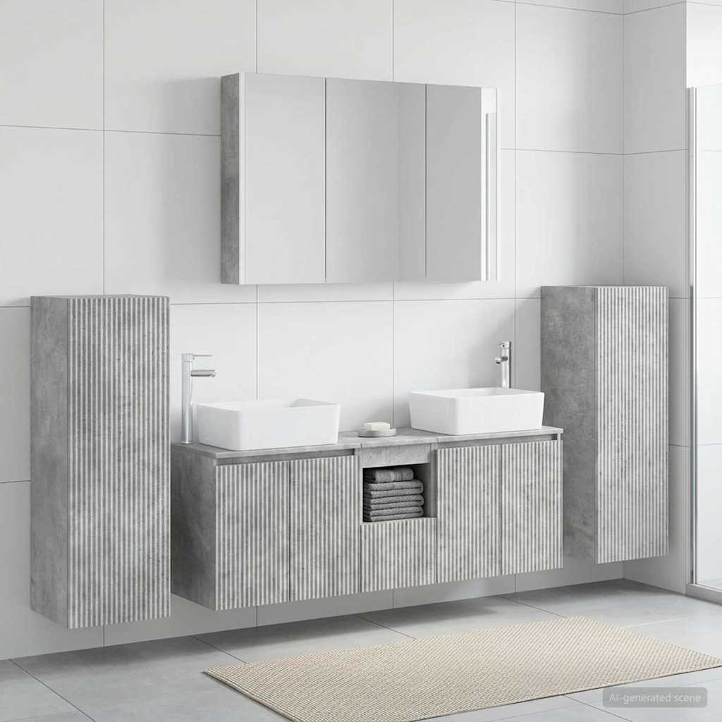 vidaXL Bathroom Furniture Set 6 pcs Concrete Grey 1