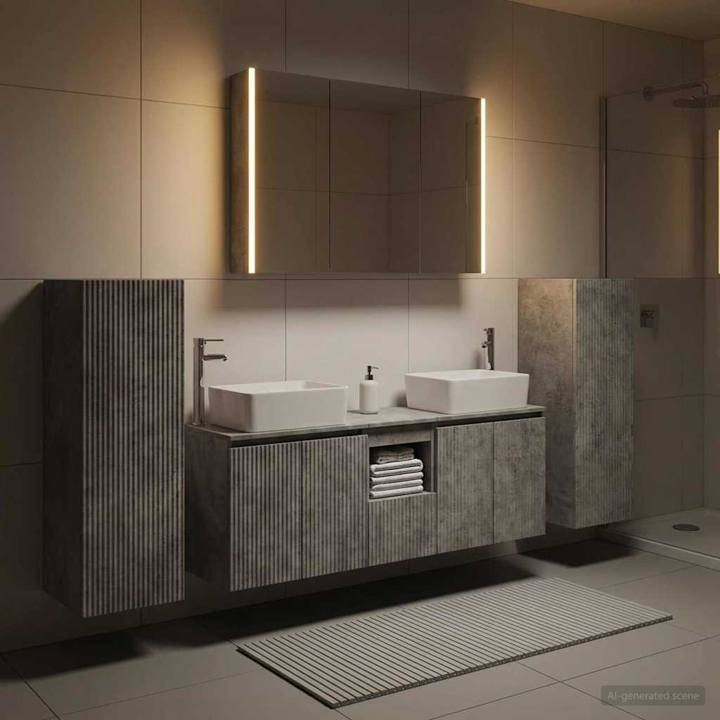 vidaXL Bathroom Furniture Set 6 pcs Concrete Grey 4