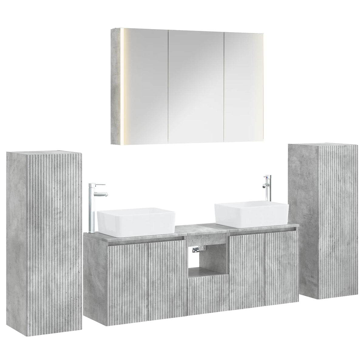 vidaXL Bathroom Furniture Set 6 pcs Concrete Grey 2