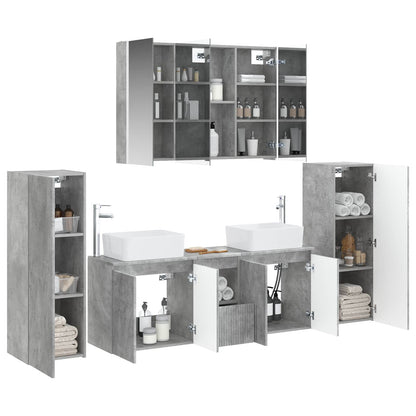vidaXL Bathroom Furniture Set 6 pcs Concrete Grey 3