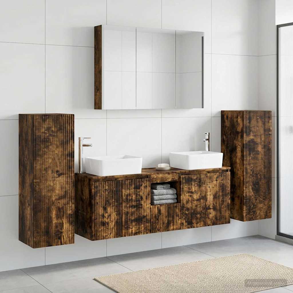 vidaXL Bathroom Furniture Set 6 pcs Smoked Oak 4