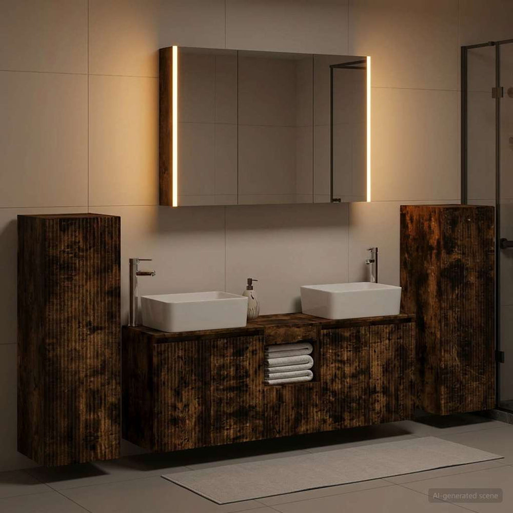vidaXL Bathroom Furniture Set 6 pcs Smoked Oak