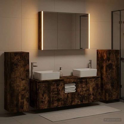 vidaXL Bathroom Furniture Set 6 pcs Smoked Oak 1