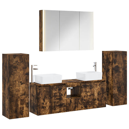vidaXL Bathroom Furniture Set 6 pcs Smoked Oak 2