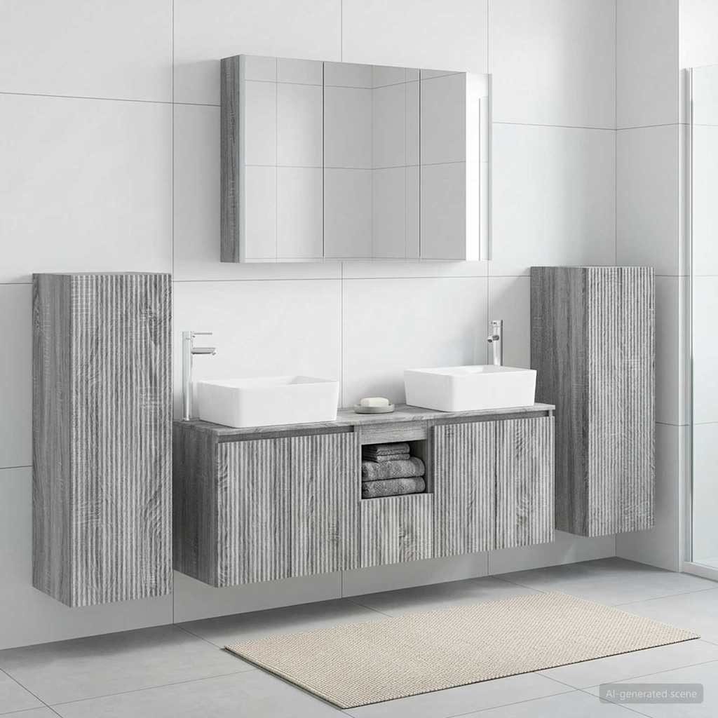 vidaXL Bathroom Furniture Set 6 pcs Grey Sonoma 4