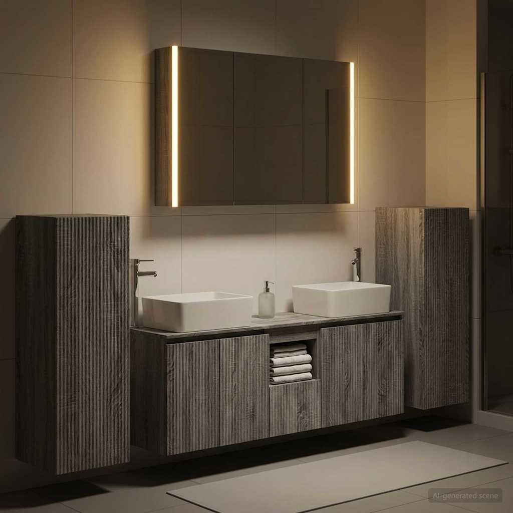 vidaXL Bathroom Furniture Set 6 pcs Grey Sonoma 1