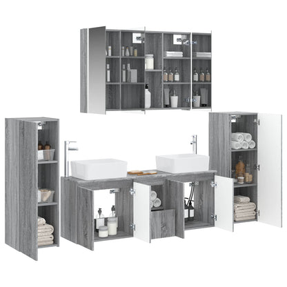 vidaXL Bathroom Furniture Set 6 pcs Grey Sonoma 3