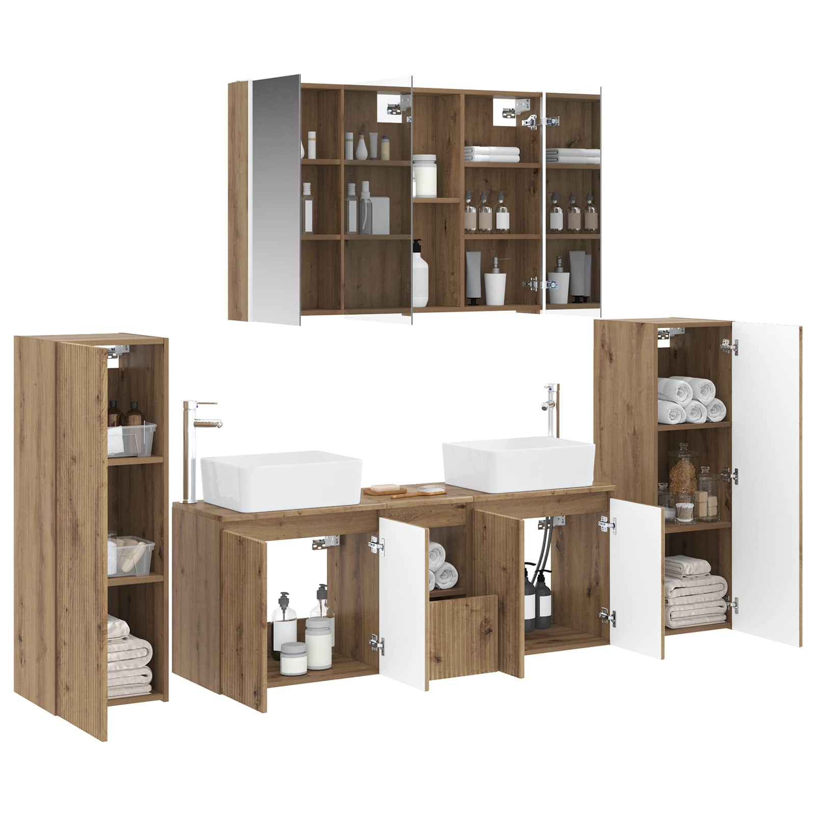 vidaXL Bathroom Furniture Set 6 pcs Artisan Oak 3