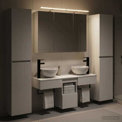 vidaXL Bathroom Furniture Set 6 pcs White Engineered Wood and Glass 1