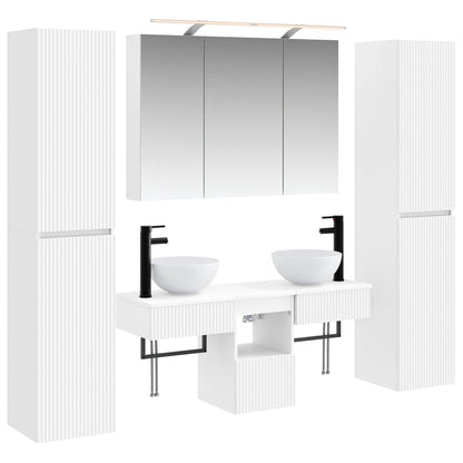 vidaXL Bathroom Furniture Set 6 pcs White Engineered Wood and Glass 2