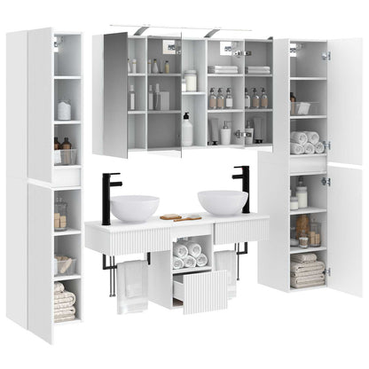 vidaXL Bathroom Furniture Set 6 pcs White Engineered Wood and Glass 3