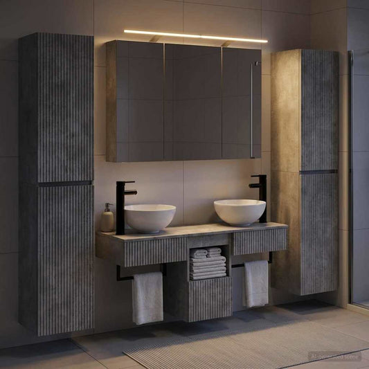 Bathroom Furniture Set 6 pcs 100 x 14.5 x 70 cm Concrete grey