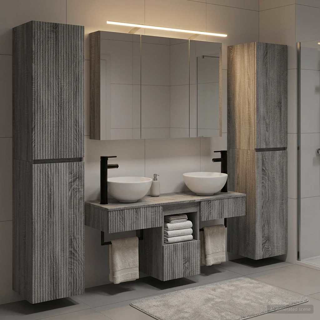 vidaXL Bathroom Furniture Set 6 pcs Grey Sonoma 4