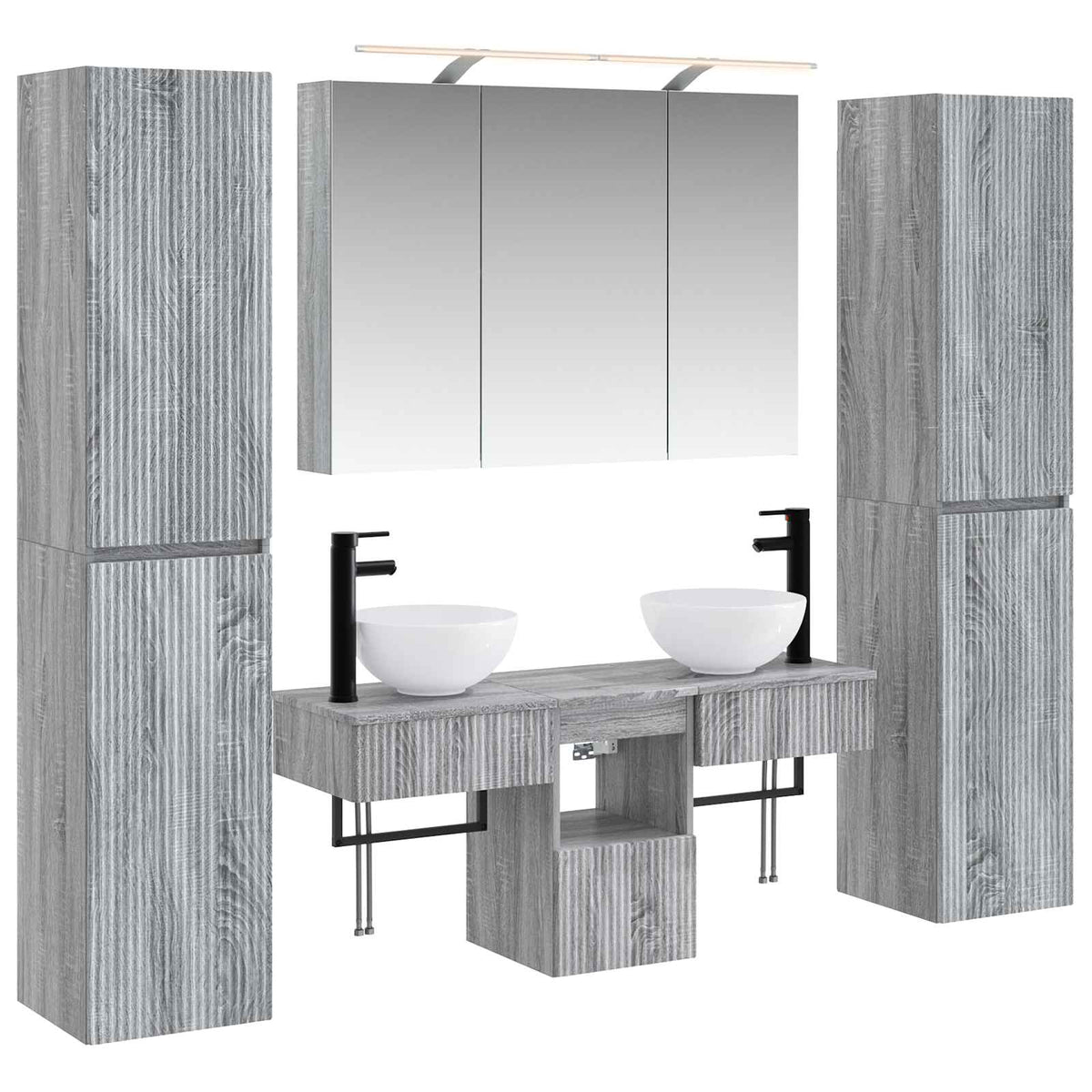 vidaXL Bathroom Furniture Set 6 pcs Grey Sonoma 2