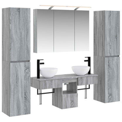 vidaXL Bathroom Furniture Set 6 pcs Grey Sonoma 2